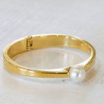 Gold Bangle With Faux White Pearl